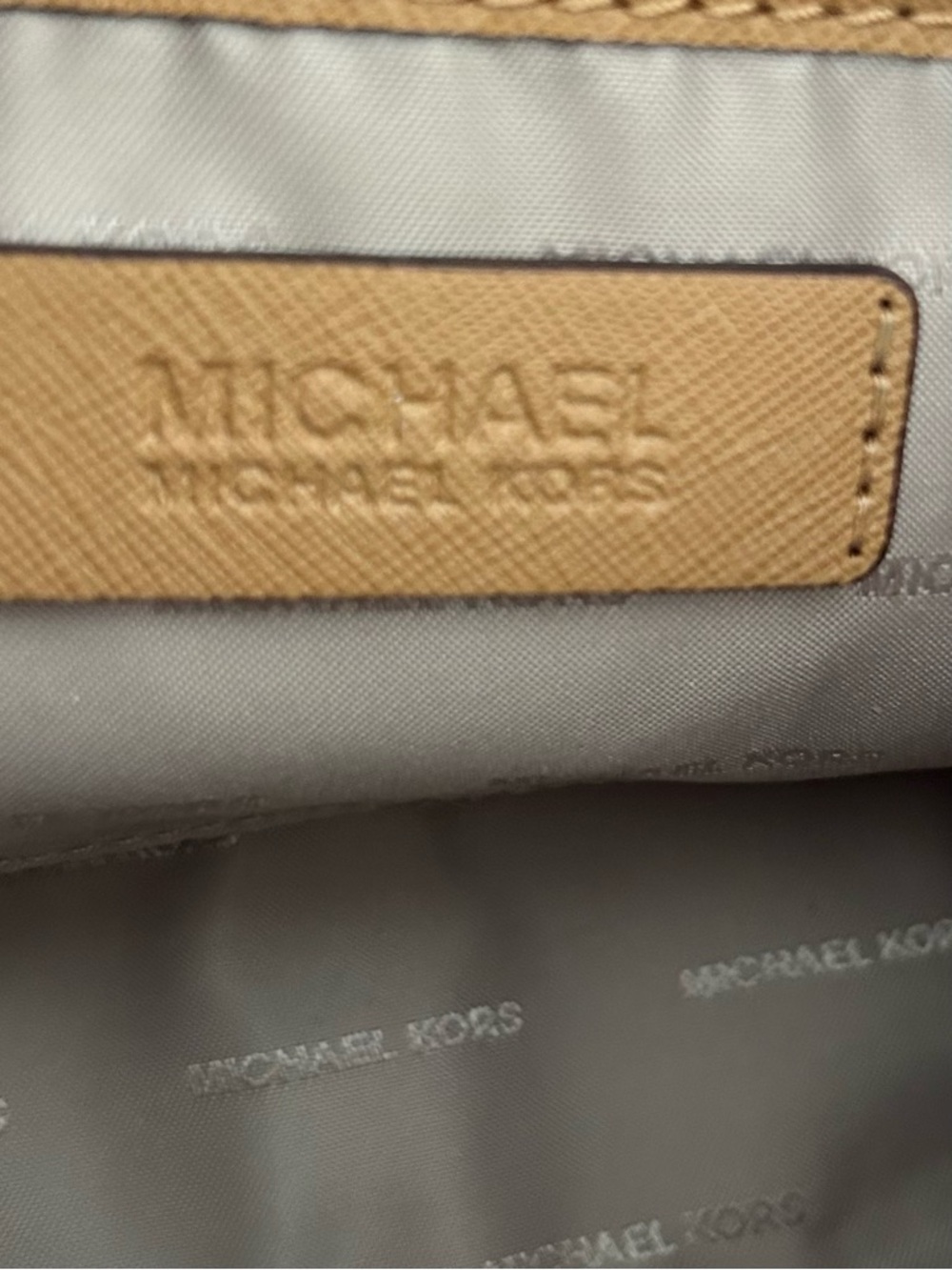 Michael Kors Brown Signature Logo Shoulder Bag Gold Chain Small Baguette - Picture 8 of 10